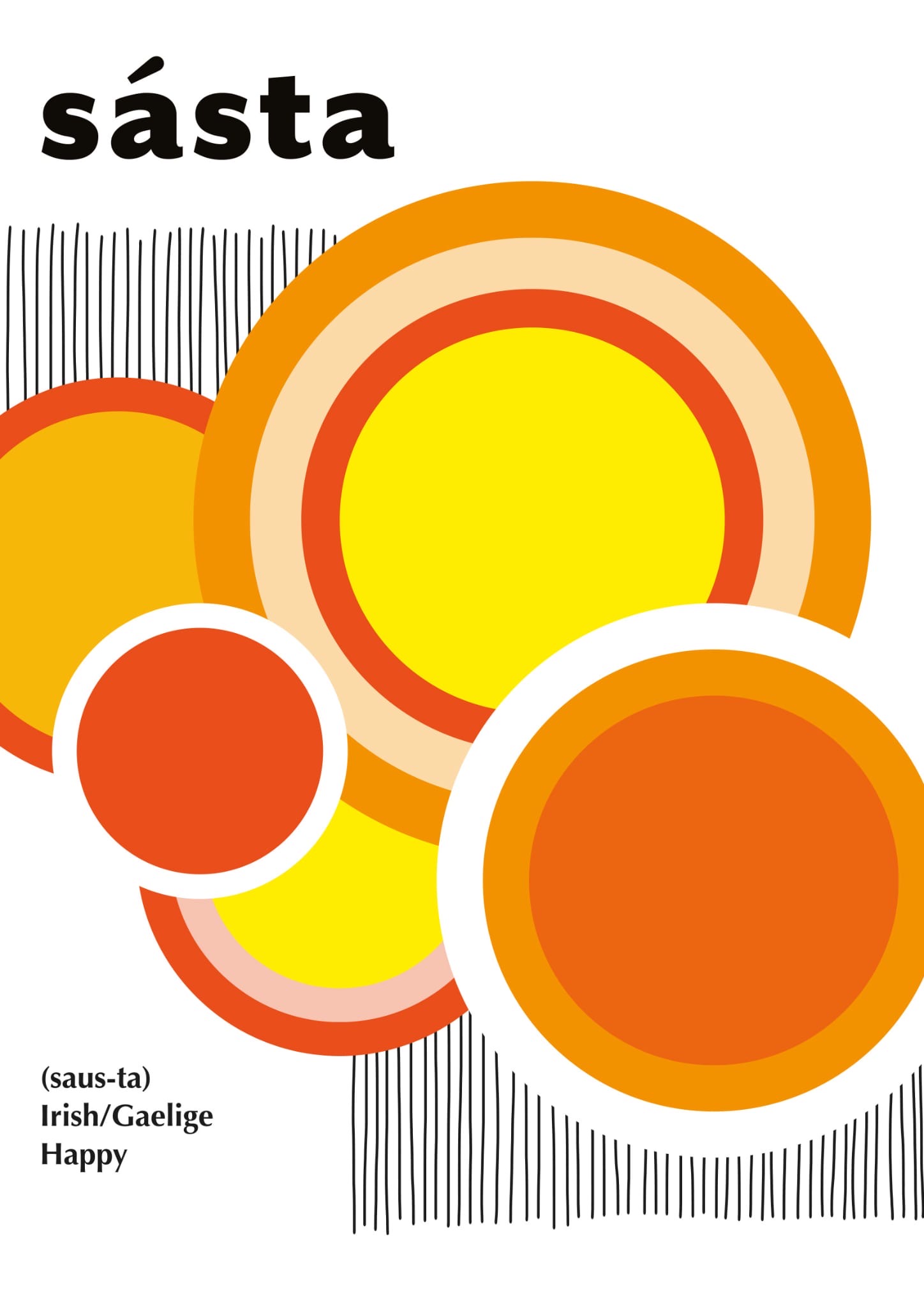 Sásta artwork — Irish/Gaeilge, Happy